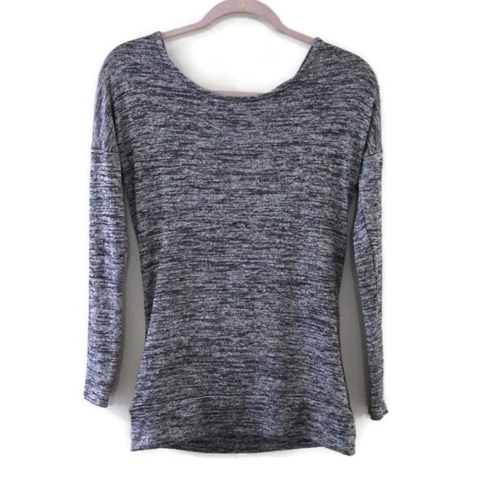 ATHLETA Soft Pose Layered Gray Wrap Long sleeve T